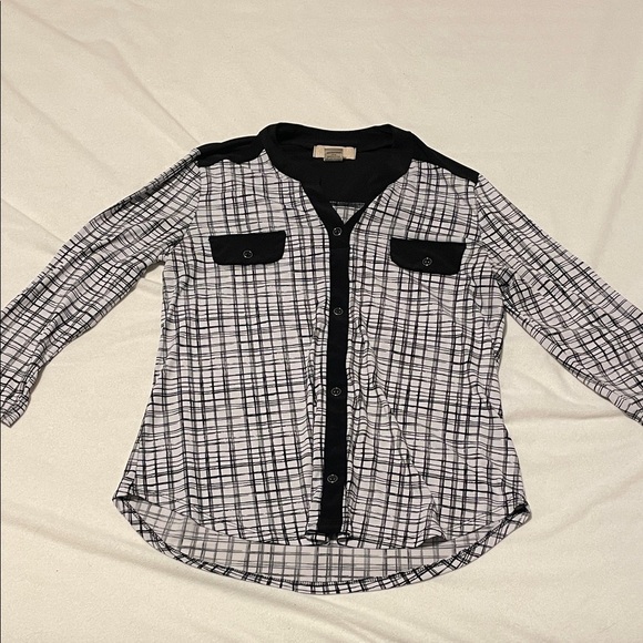 Diana Belle Tops - Black and White Checkered Women's Blouse